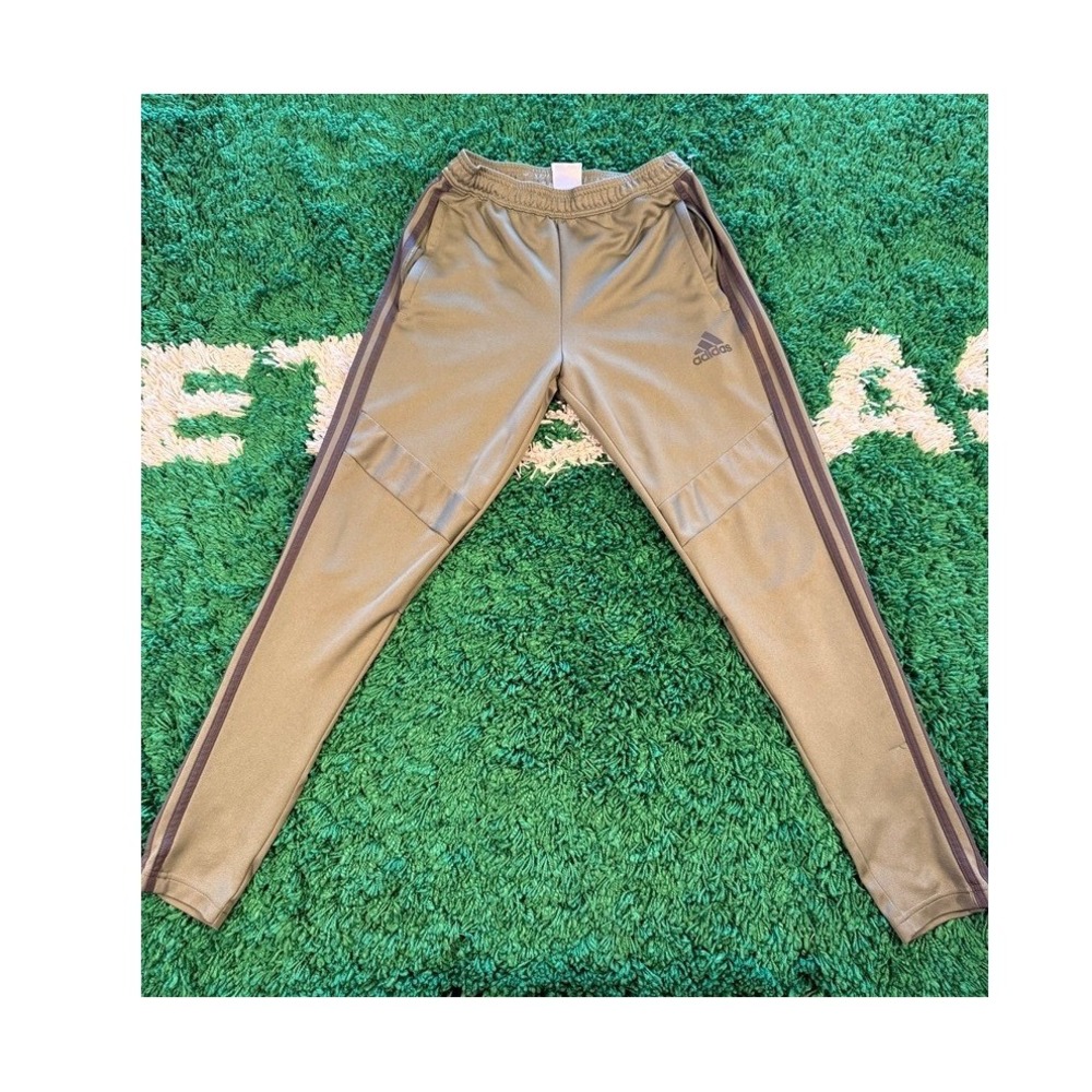 Adidas Track Pants Mens Small Green Good Tapered Zip Ankle Athletic Joggers